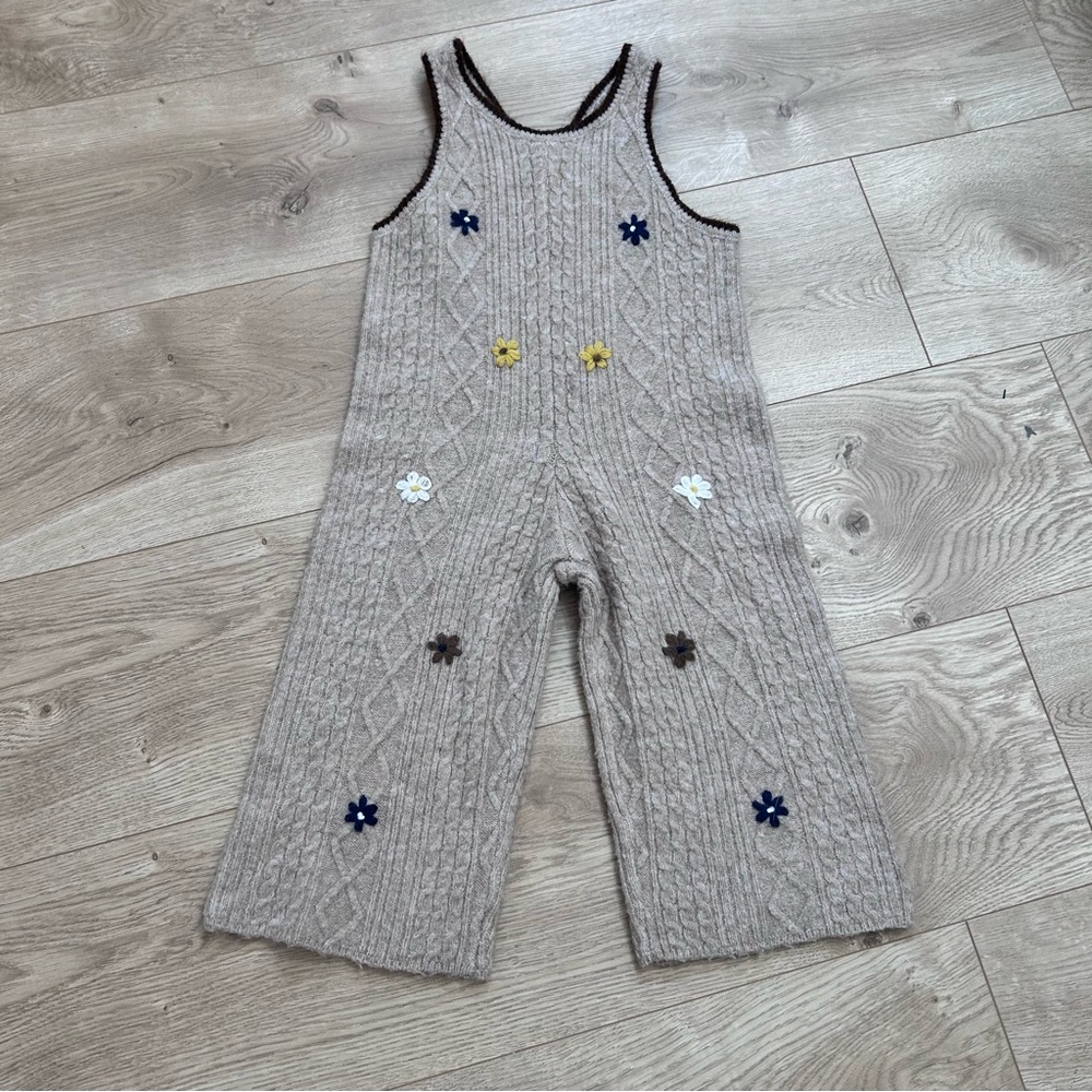 Zara knit jumpsuit floral embroidered size 2-3 years